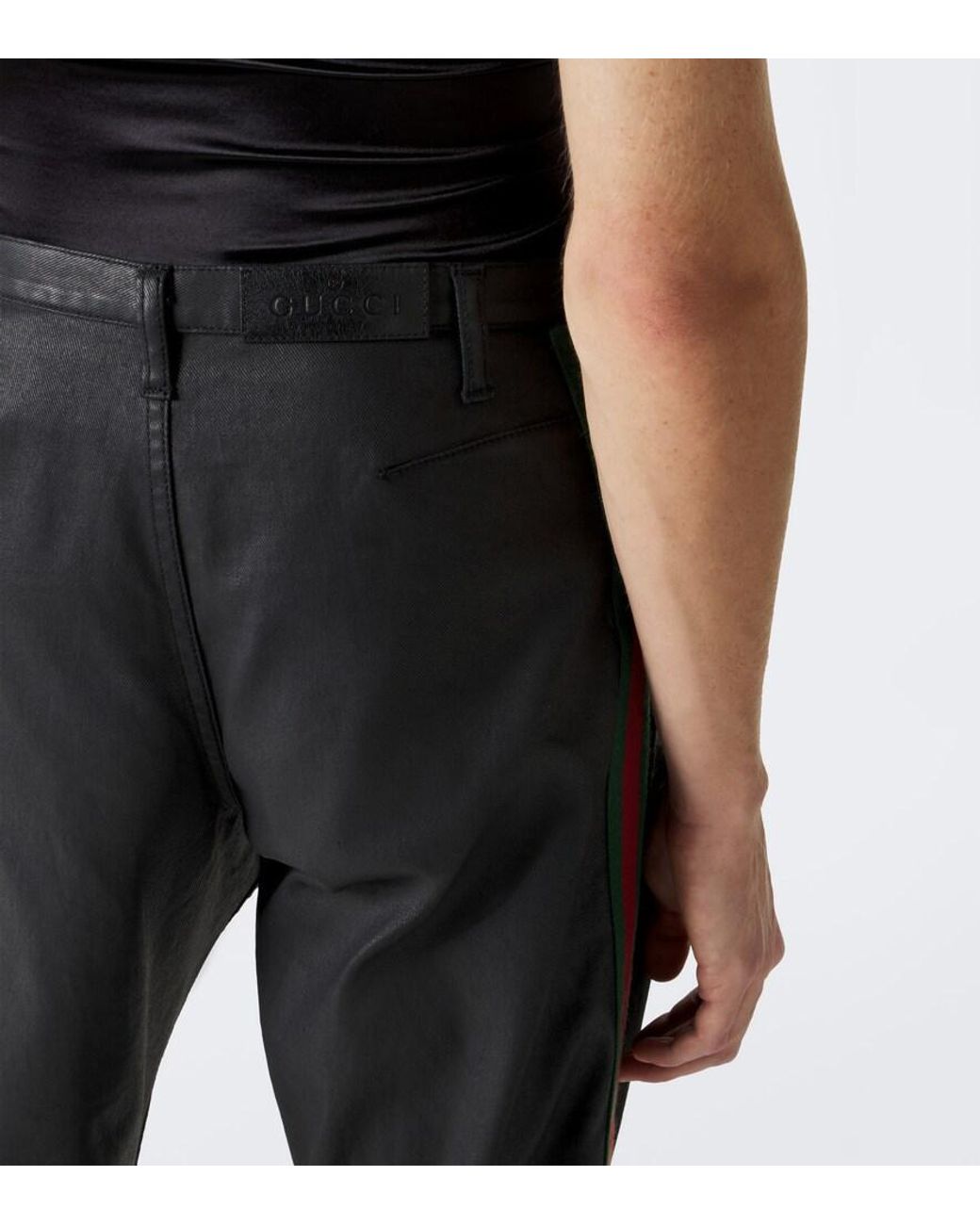 Jeans Anchos Con Web Gucci de hombre de color Gray