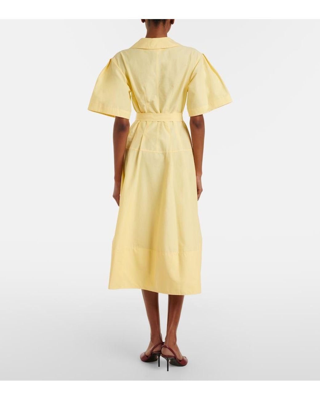 Jonathan Simkhai Yellow Belted Cotton-Blend Shirt Dress