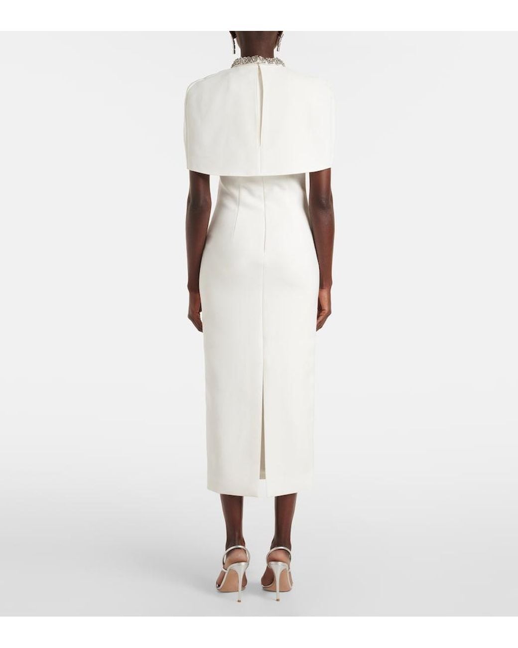 Roland Mouret White Embellished Crepe Cocktail Dress