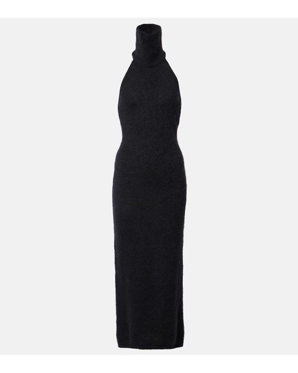 Magda Butrym Blue Halterneck Mohair-Blend Maxi Dress