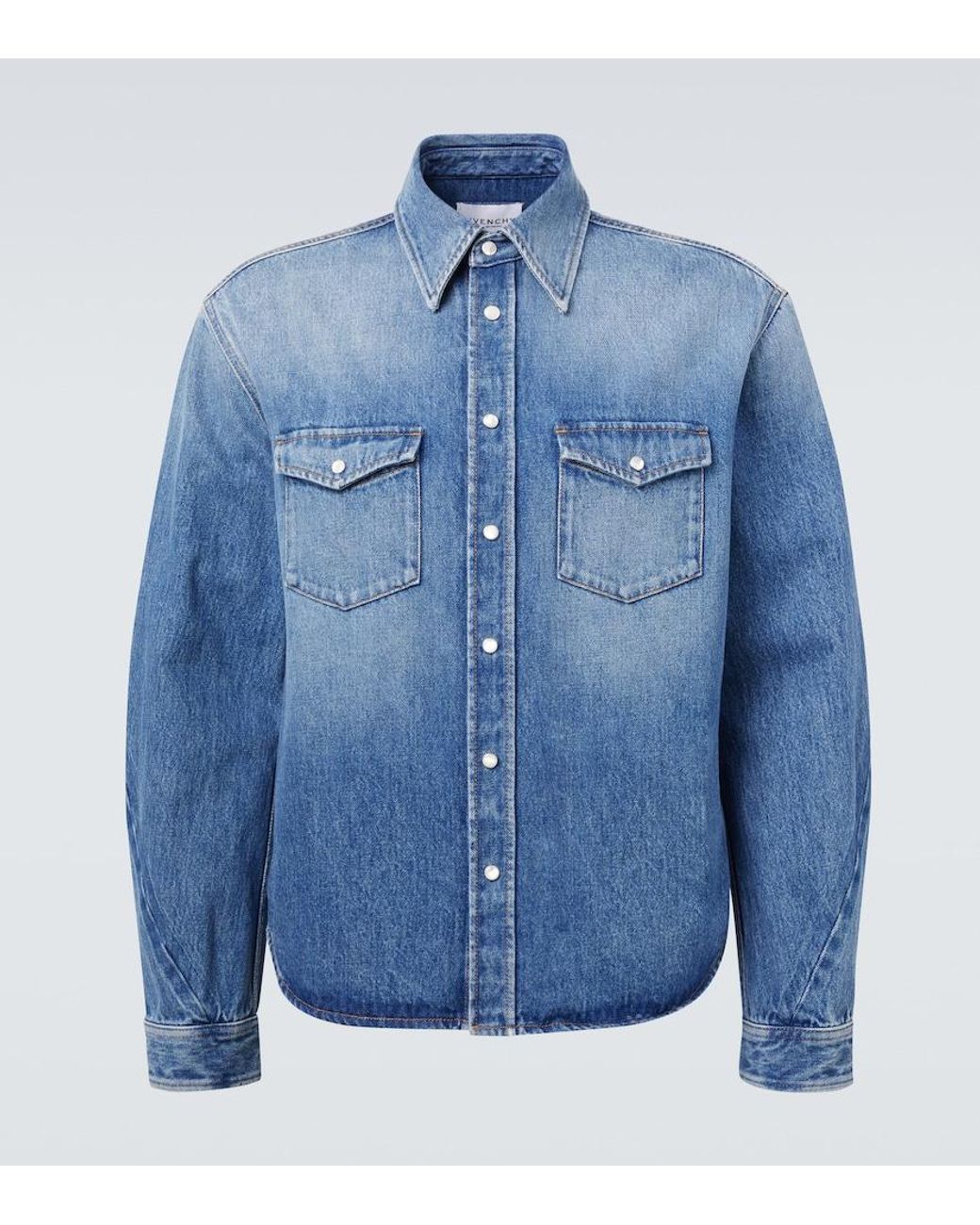 Givenchy Blue Couture Seam Denim Shirt for men