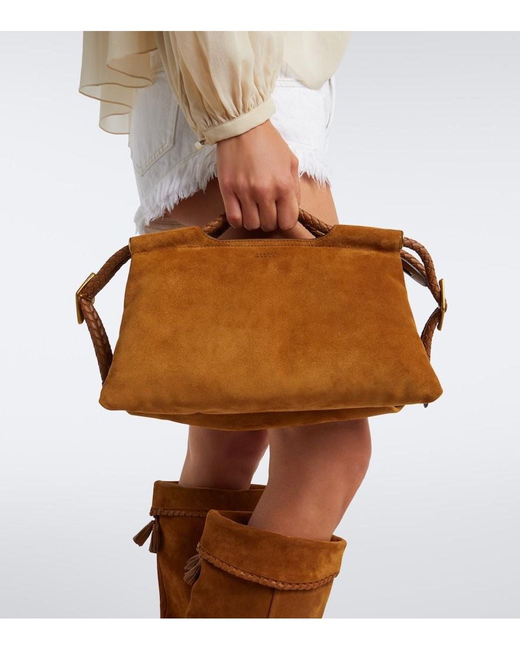 Isabel Marant Brown Pipa Medium Suede Top-Handle Bag