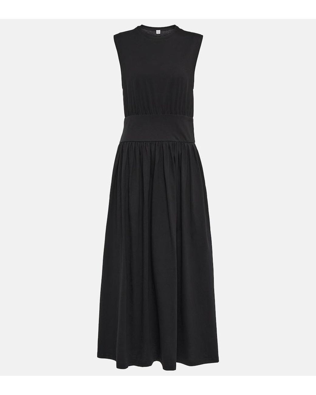 Totême Black Sleeveless Cotton Midi Dress