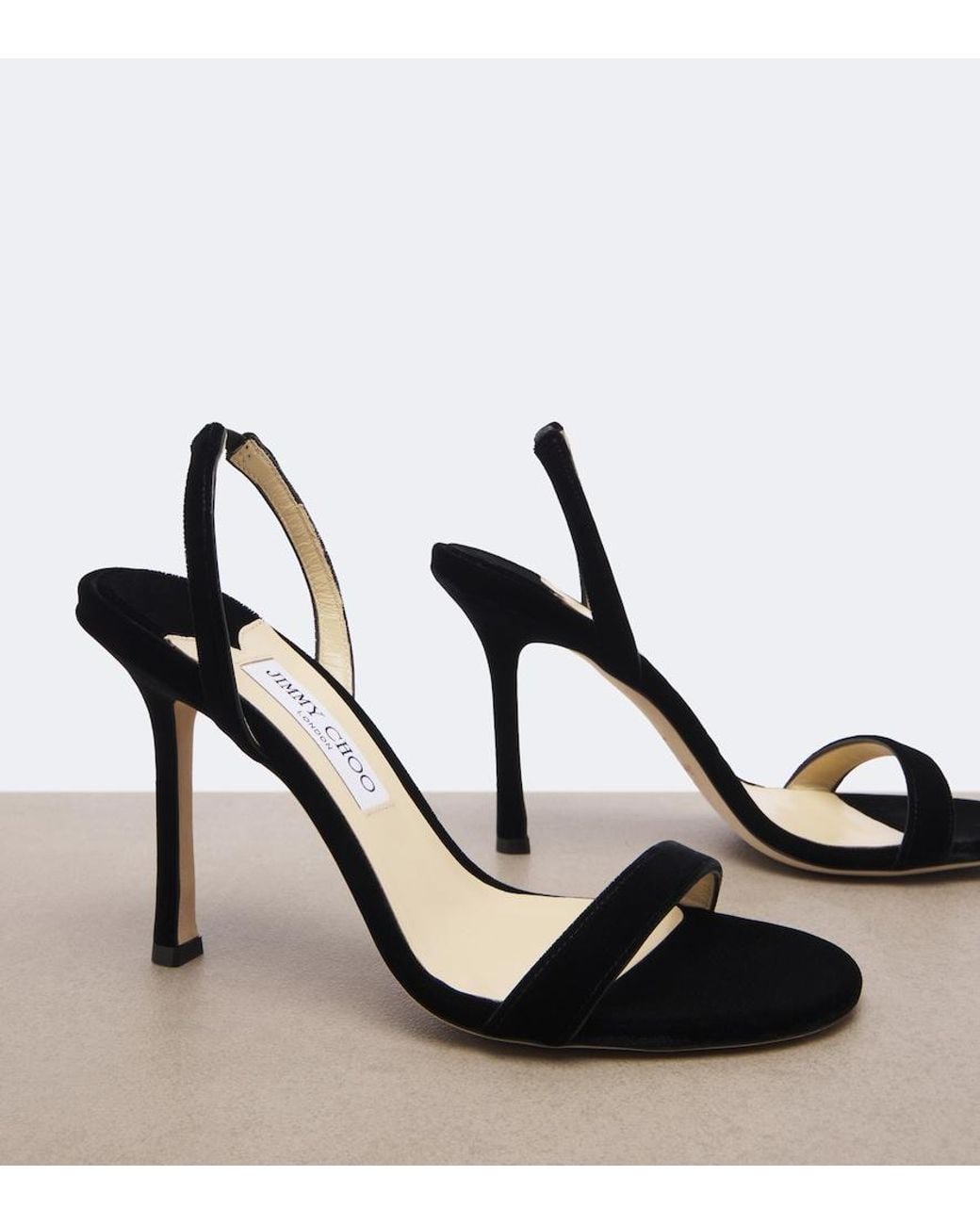 Jimmy Choo Black Jenn Velvet Slingback Sandals