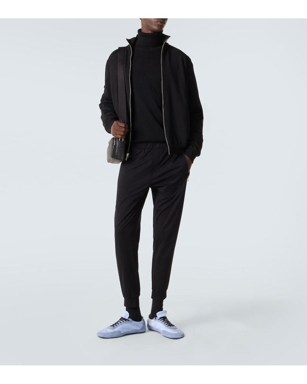 Prada Black Technical Cotton-Blend Slim Pants for men