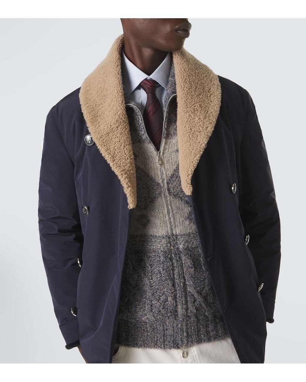 Brunello Cucinelli Blue Double-Breasted Jacket for men