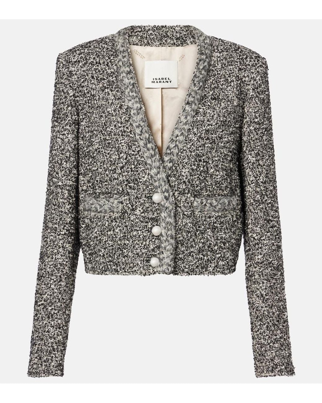 Isabel Marant Gray Gwendoline Cropped Tweed Blazer