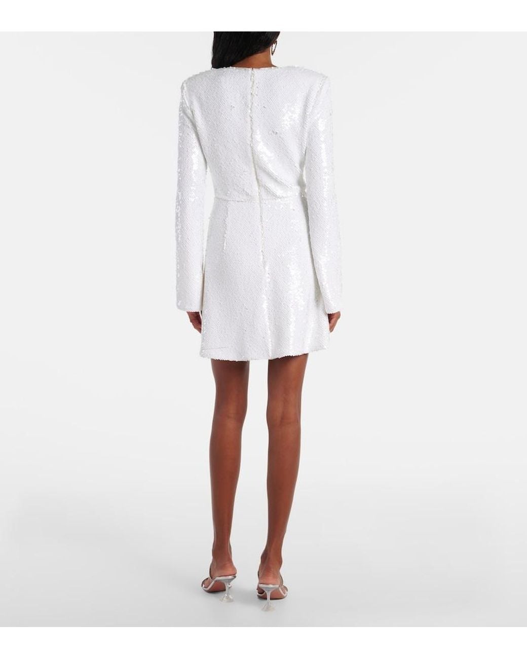 Self-Portrait White Sequined Minidress
