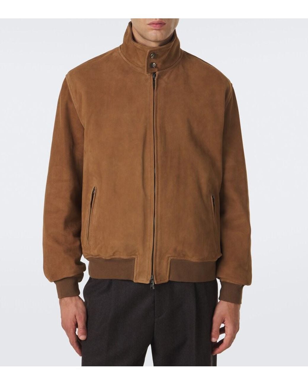 Frescobol Carioca Brown Canela Suede Jacket for men