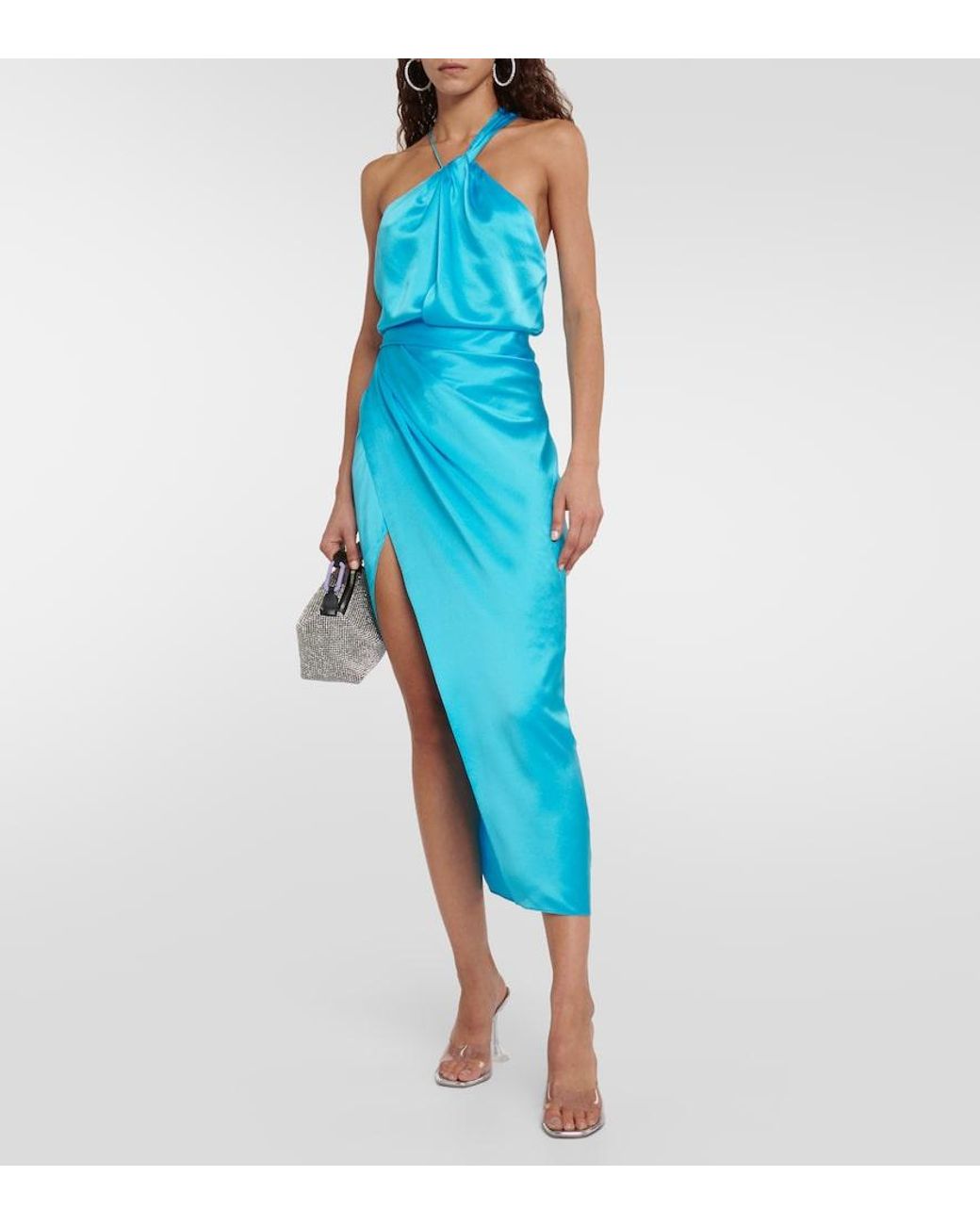 The Sei Blue Silk Midi Skirt