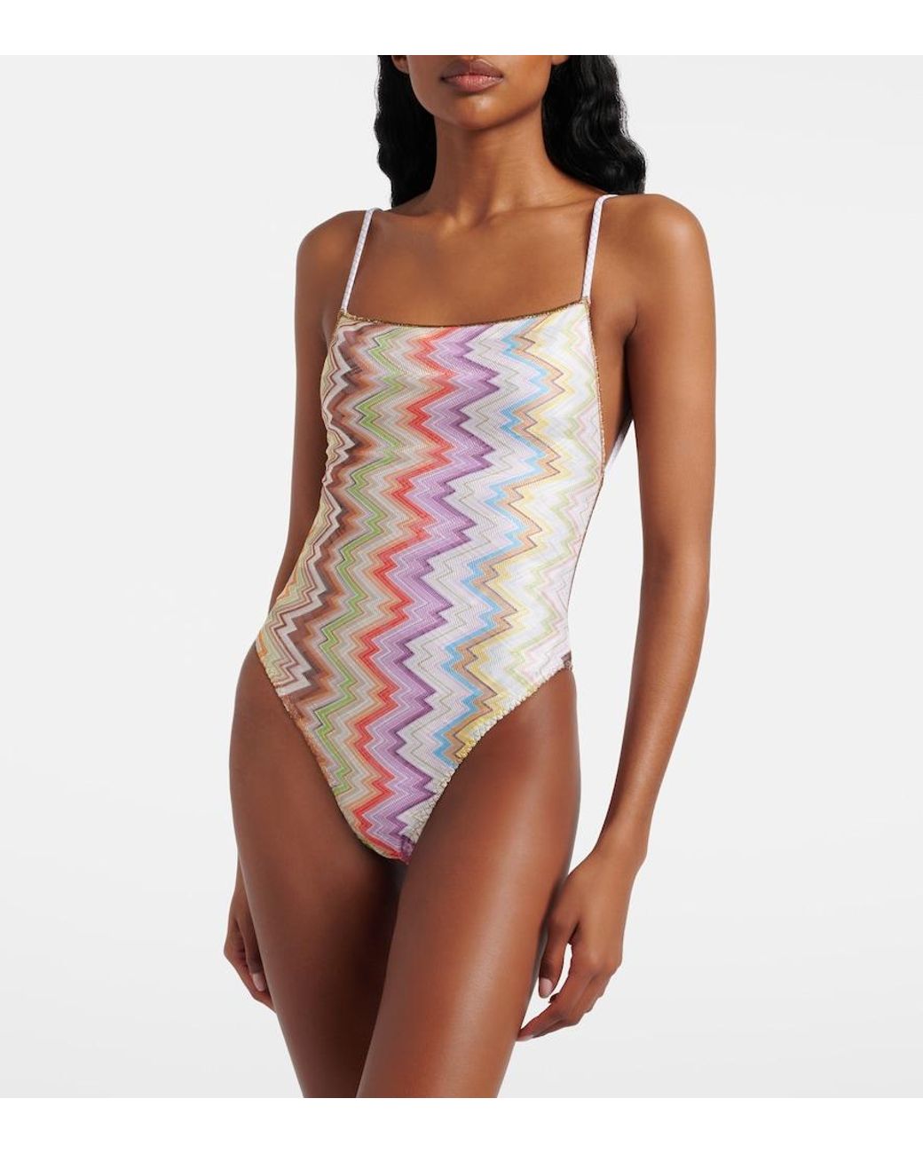 Missoni Pink Zigzag Open-Back Swimsuit