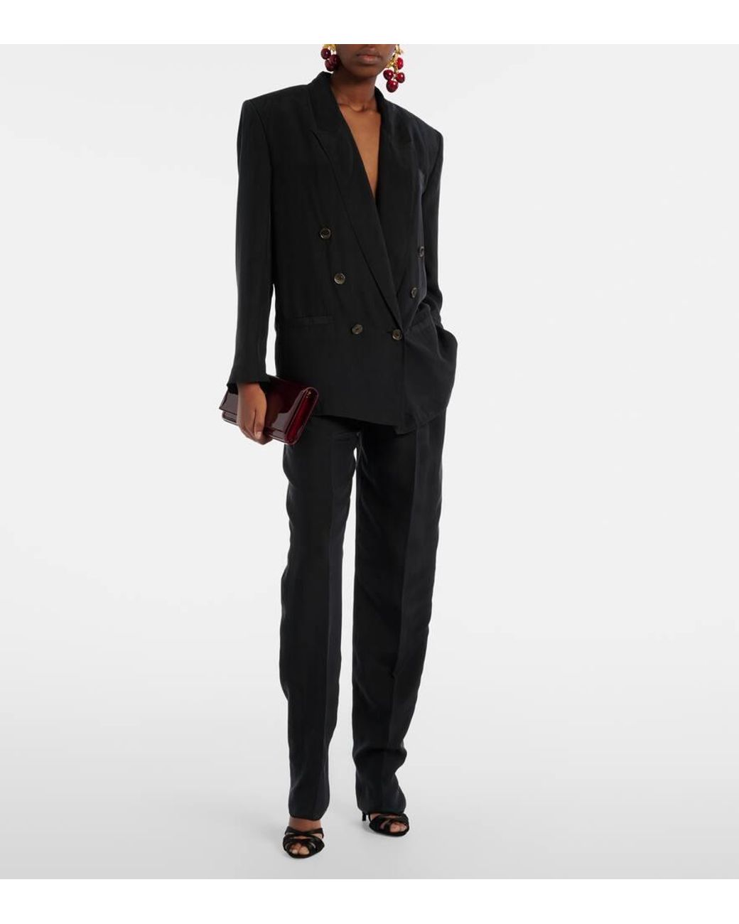 Saint Laurent Black Sandalen Aus Satin