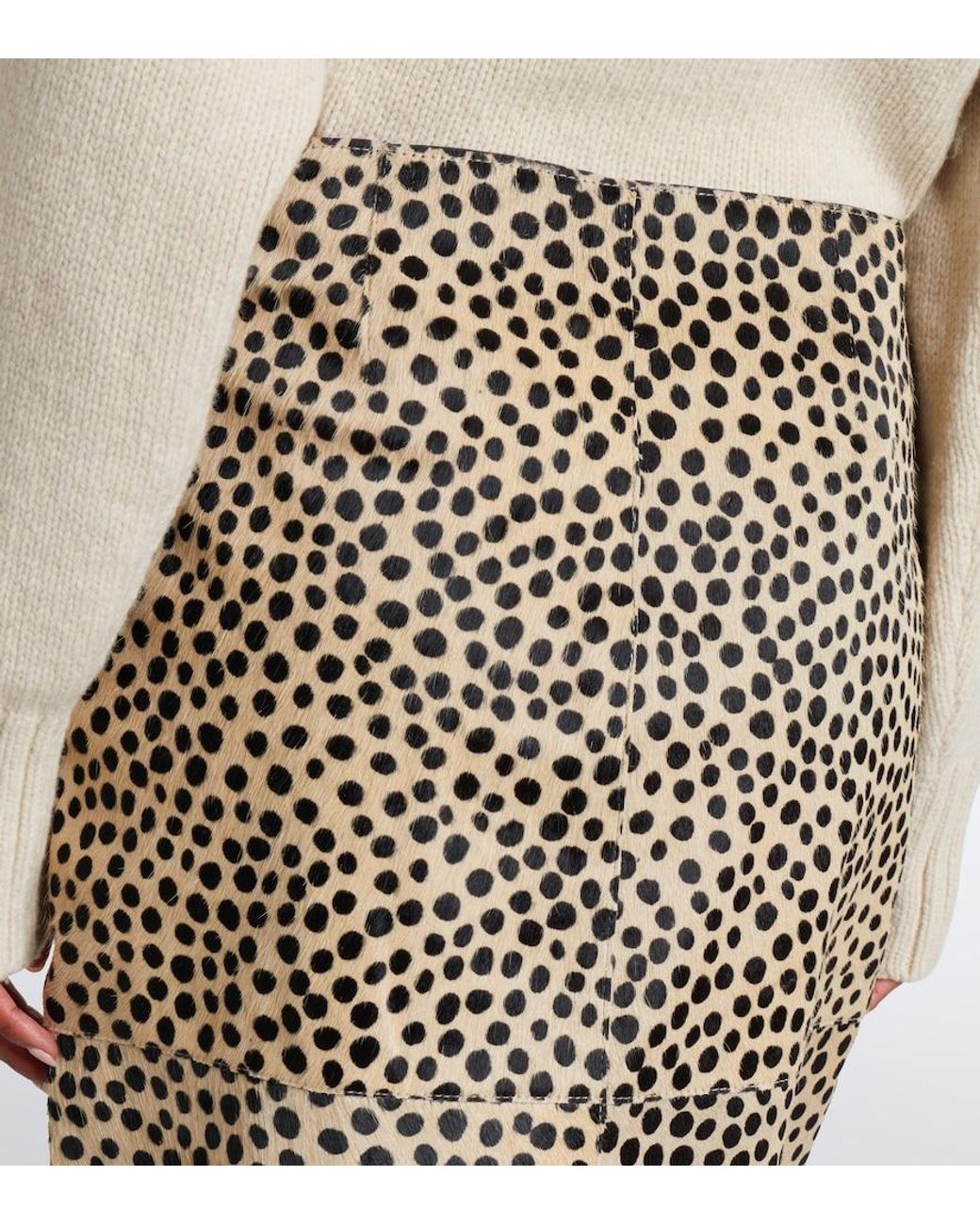 Rohe White Cheetah-Print Calf Hair Pencil Skirt