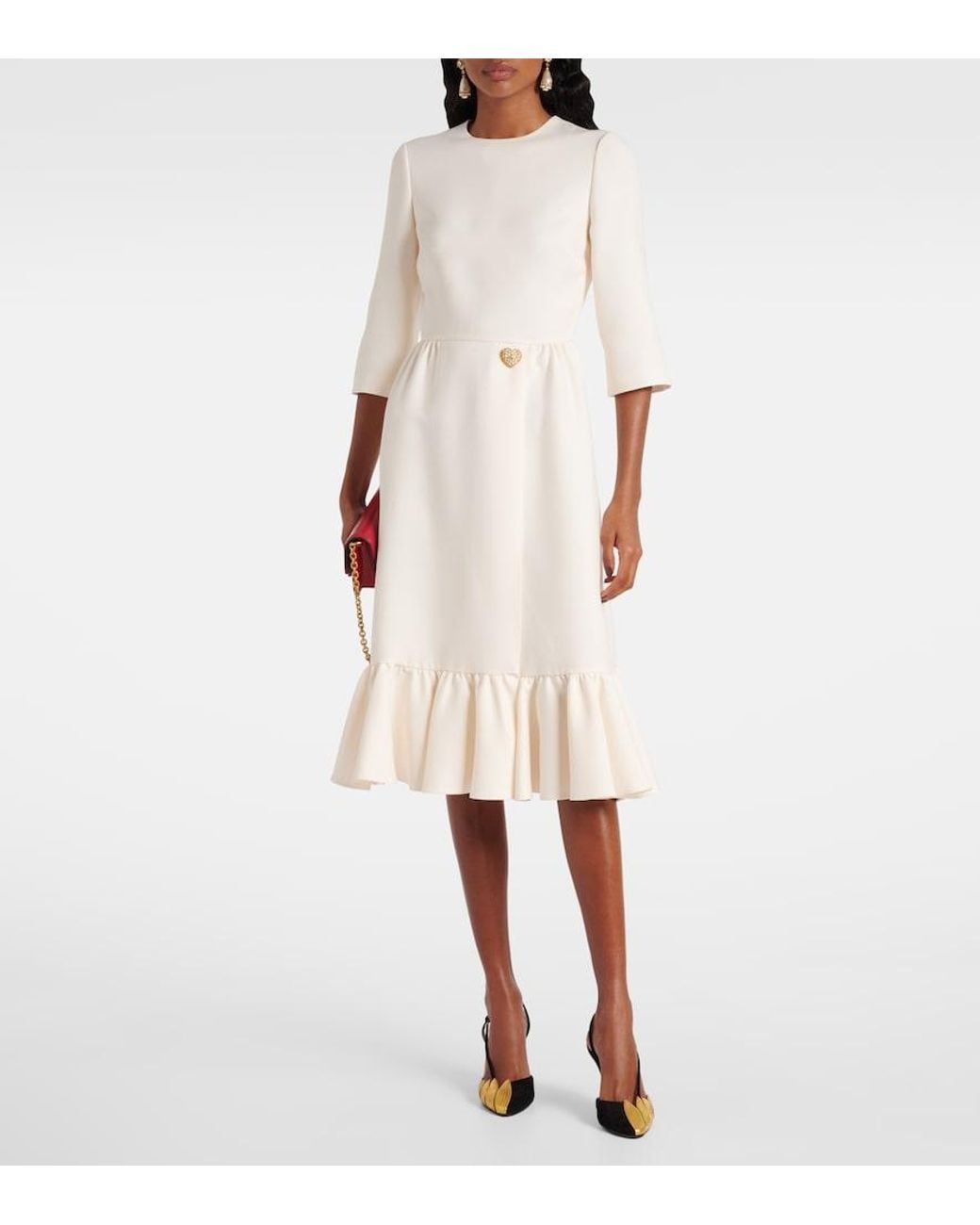 Valentino Garavani Natural Crepe Couture Midi Dress