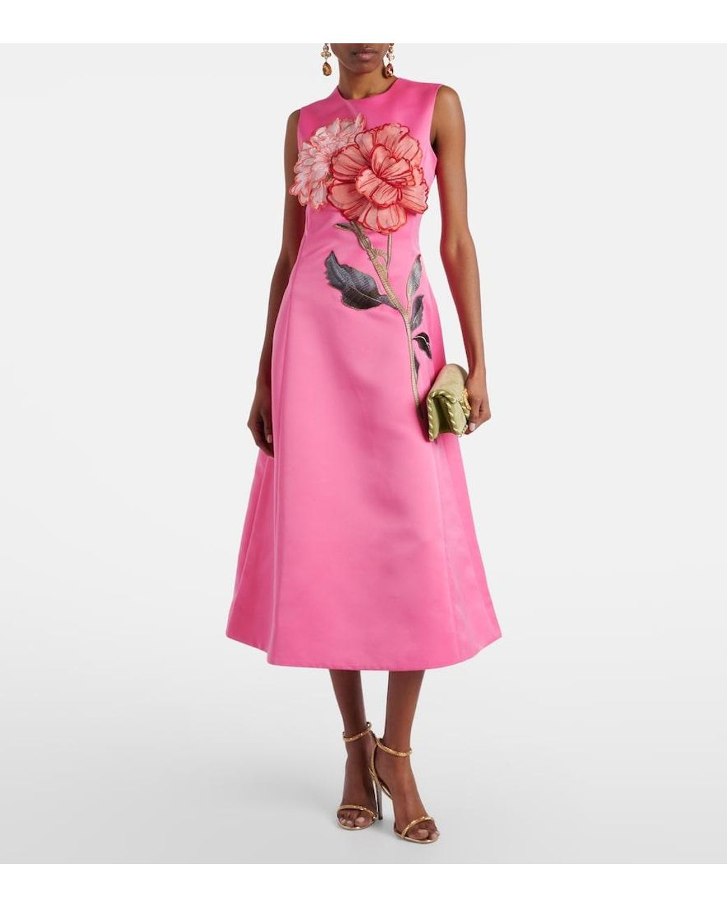 LEO LIN Pink Cleo Floral-Applique Cocktail Dress