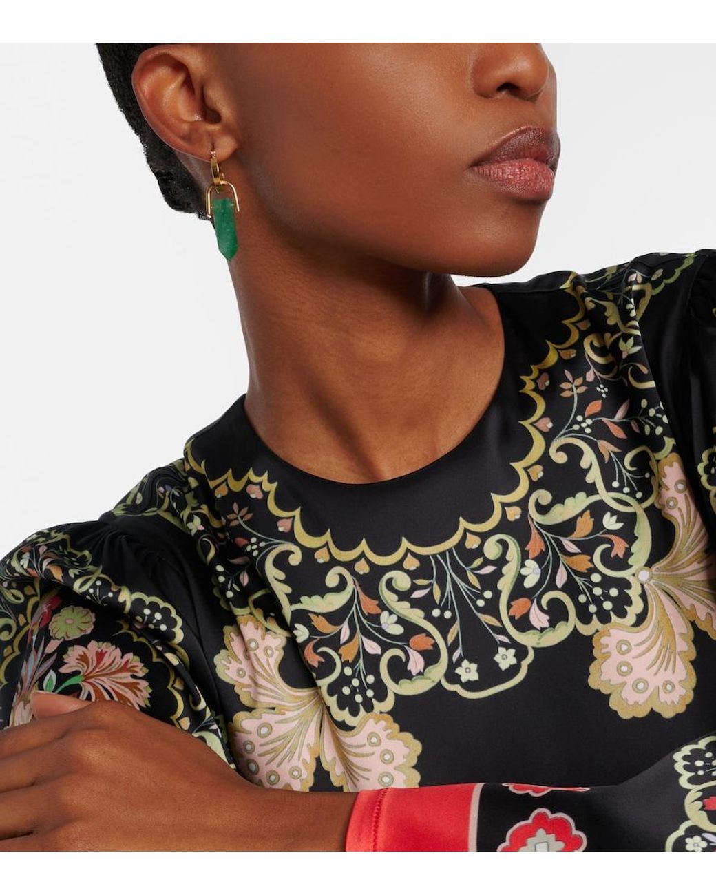 LaDoubleJ Green Pillar Embellished-Plated Earrings