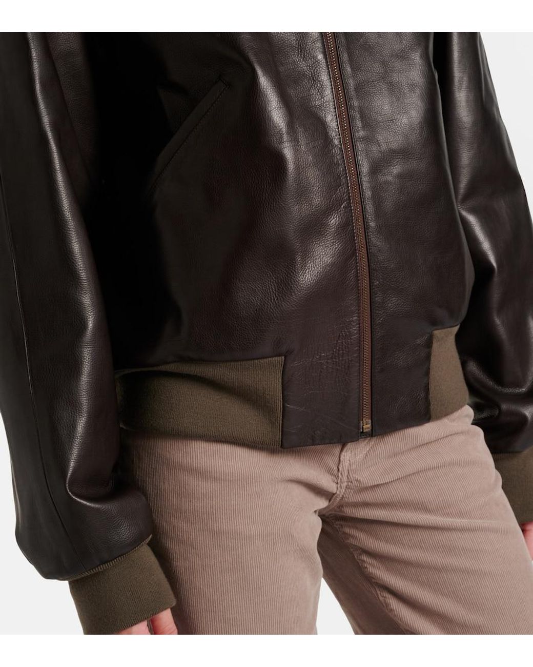 The Row Black Morisel Leather Bomber Jacket