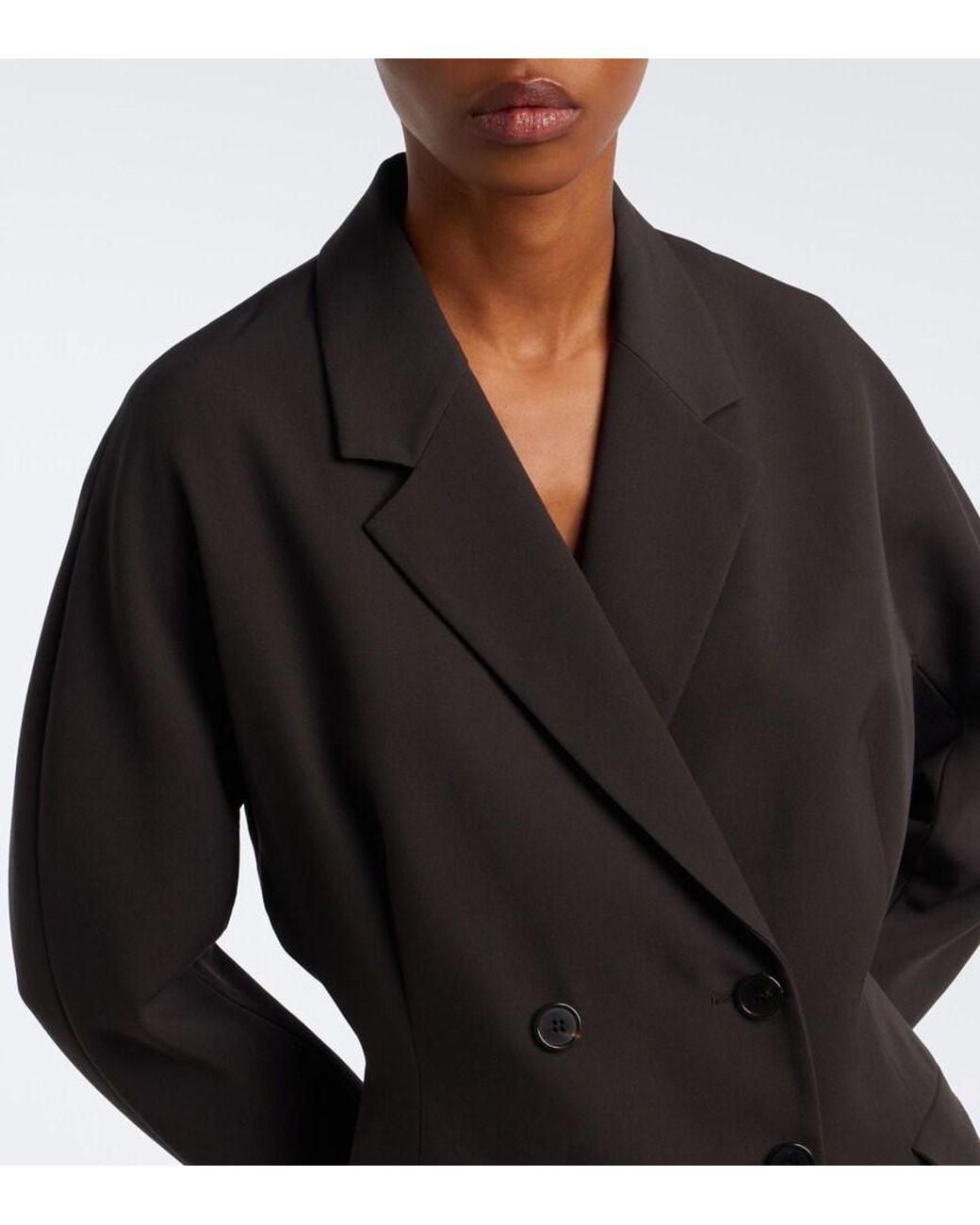 The Row Black Ciro Double-Breasted Virgin Wool Blazer
