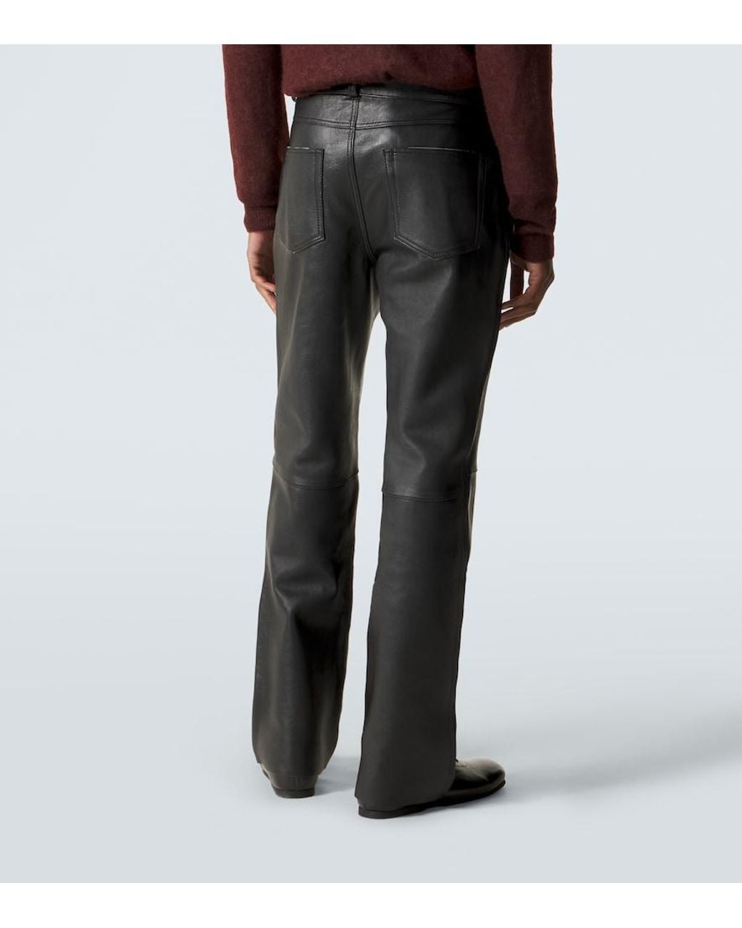 Our Legacy Gray Carlson Cut Straight Leather Pants for men