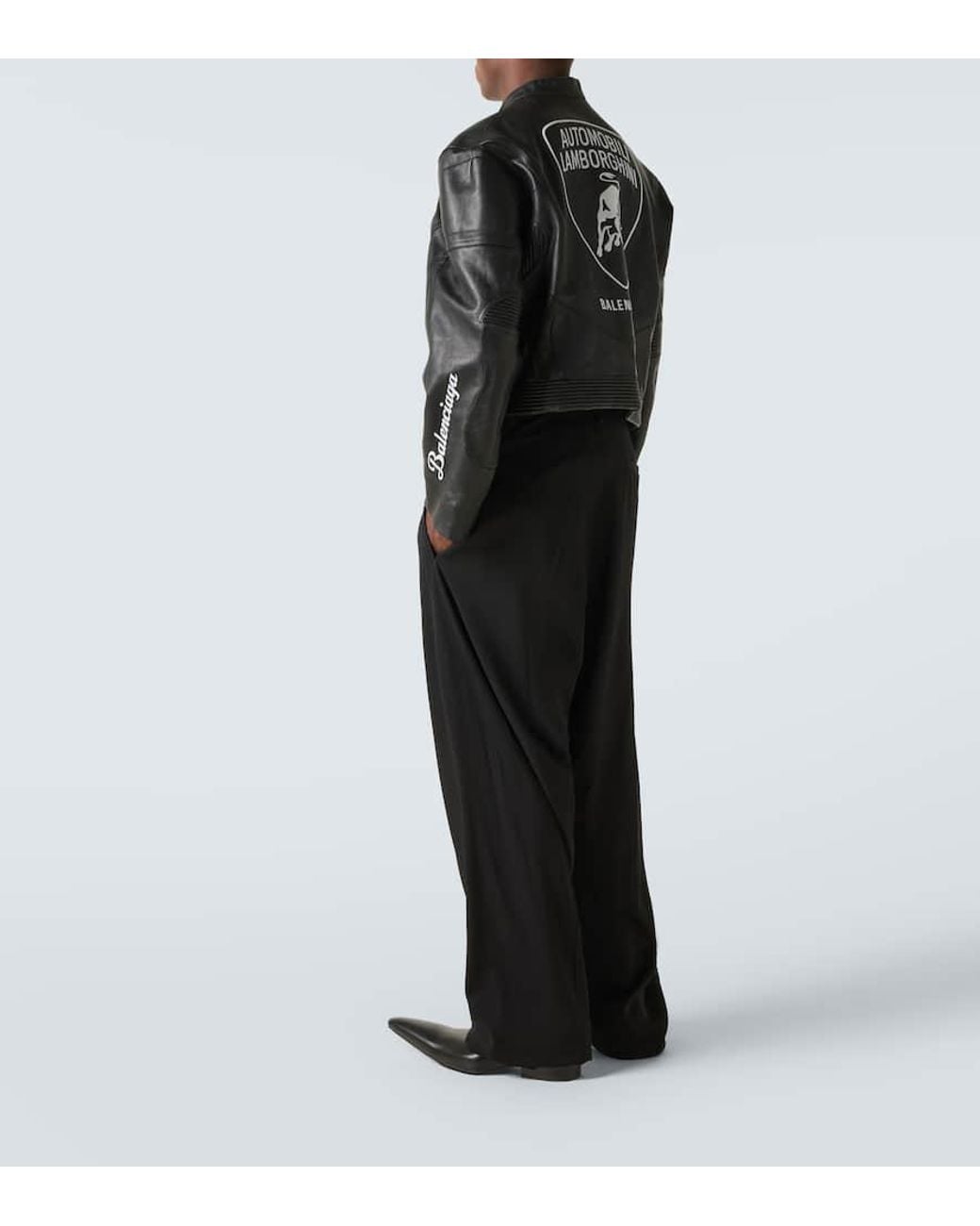 Balenciaga X Automobili Lamborghini Leather Biker Jacket in Black