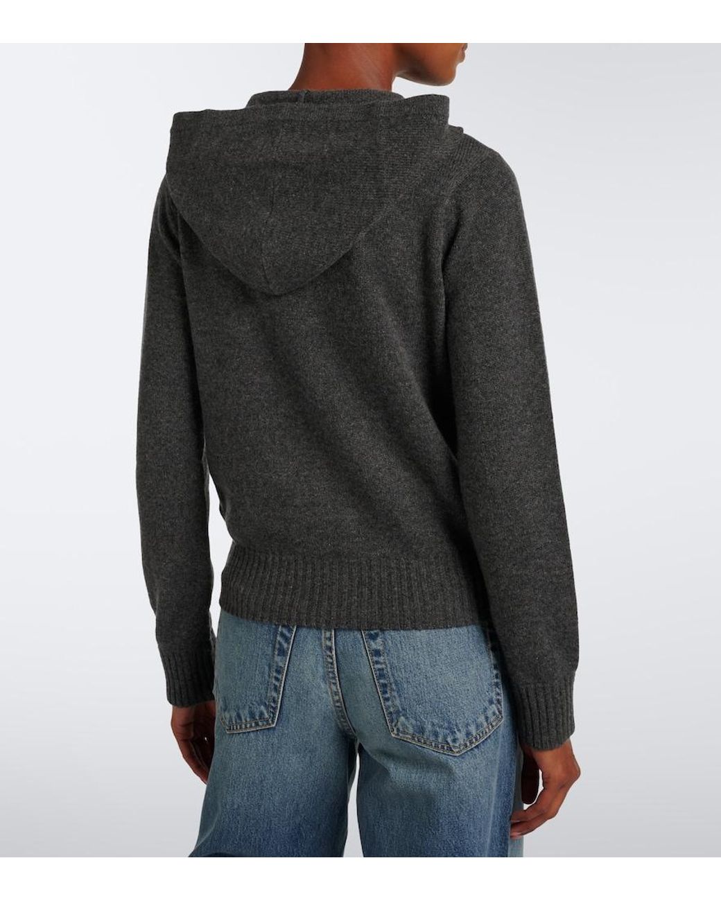 Max Mara Gray Cashmere Zip-Up Hoodie