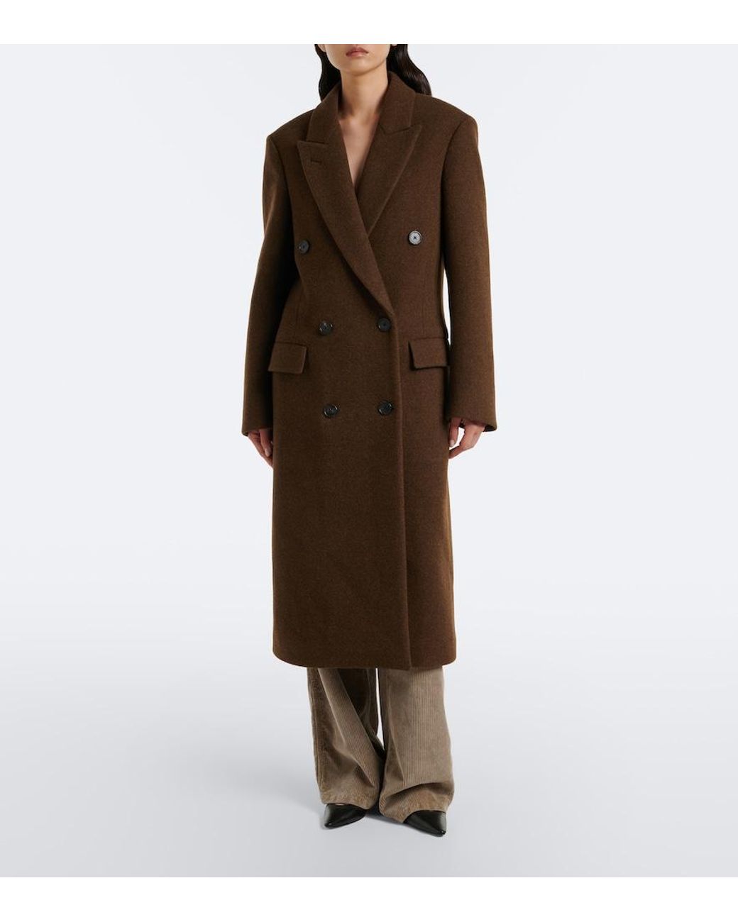 The Row Brown Bamira Double-Breasted Virgin Wool Coat