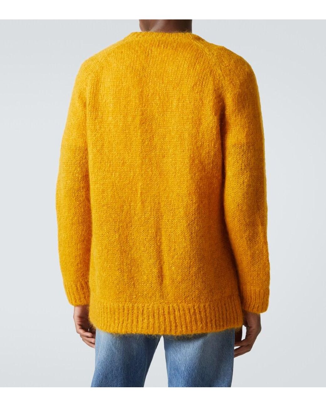 Valentino Yellow Cable-Knit Mohair-Blend Cardigan for men