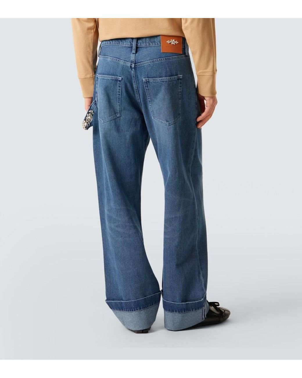 Simone Rocha Blue Crystal-Embellished Straight Jeans for men