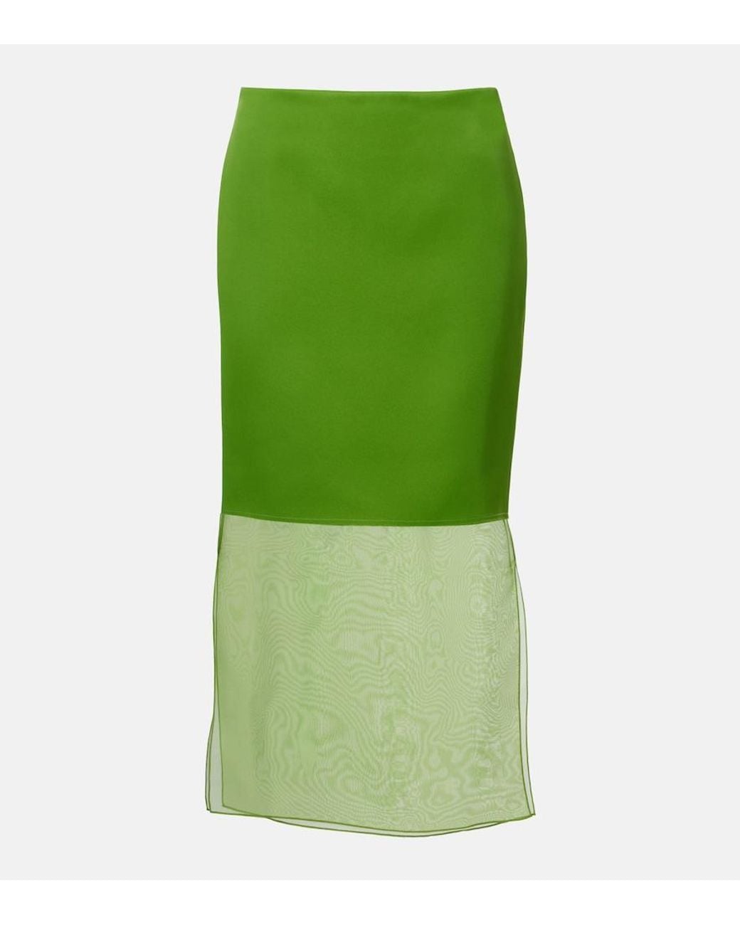Khaite Green Sybil Layered Midi Skirt