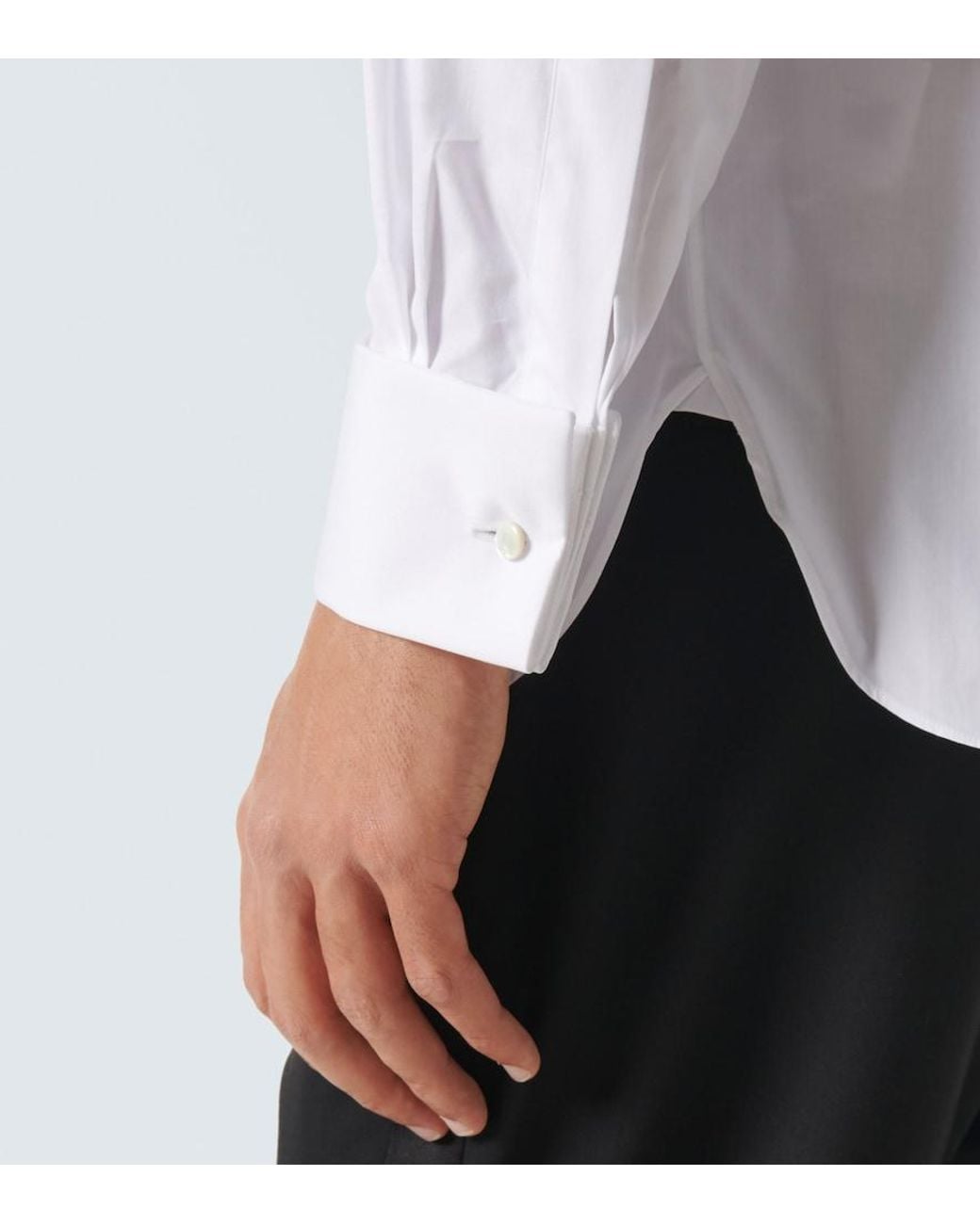 Zegna White Cotton Tuxedo Shirt for men