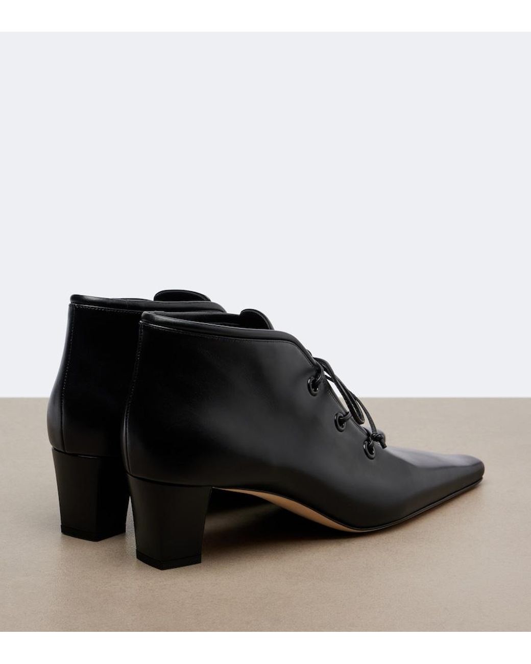Manolo Blahnik Black Fuxa Leather Lace-Up Boots