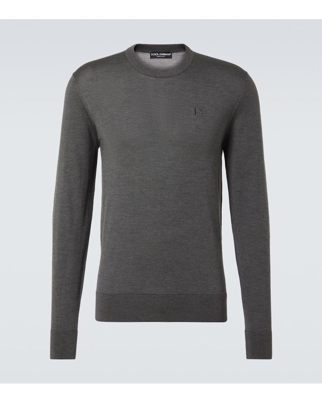 Dolce & Gabbana Gray Logo Silk Sweater for men