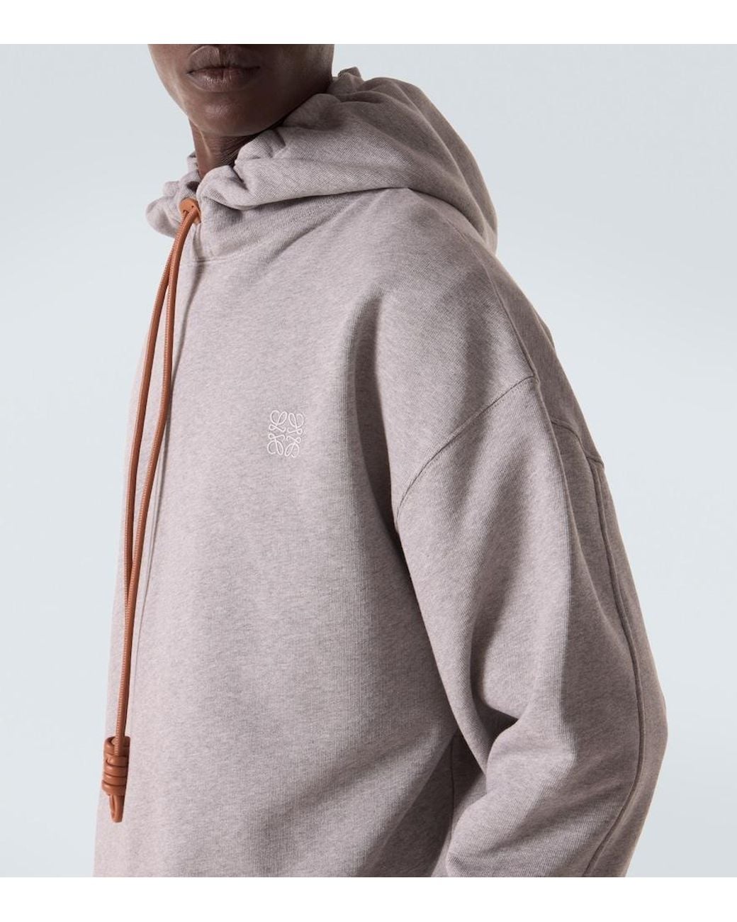 Loewe Gray Anagram Cotton Jersey Hoodie for men