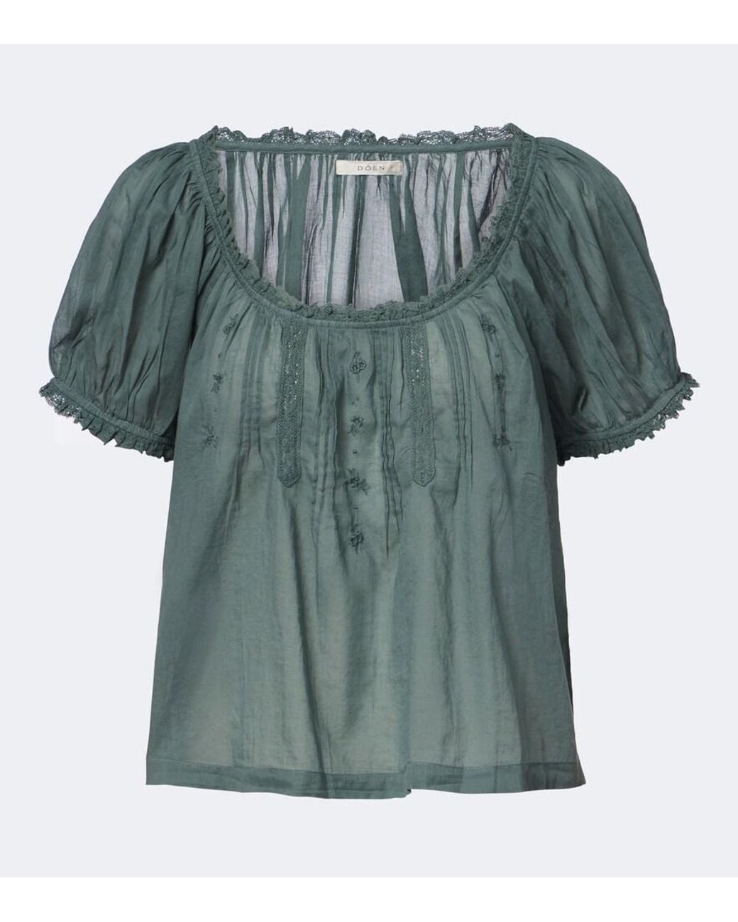 Doen Green Frederica Cotton Voile Top