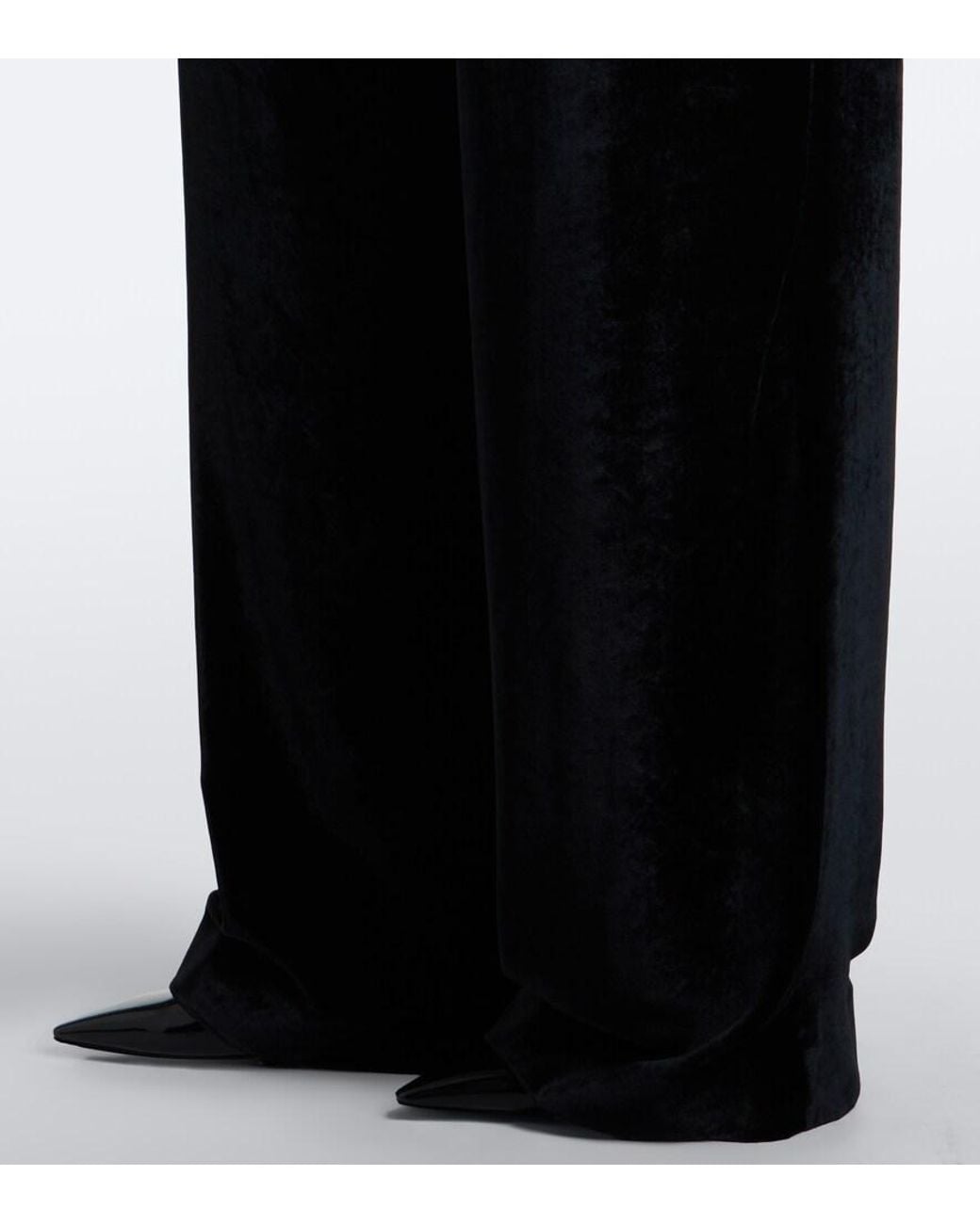 Stella McCartney Black Pleated Velvet Wide-Leg Pants