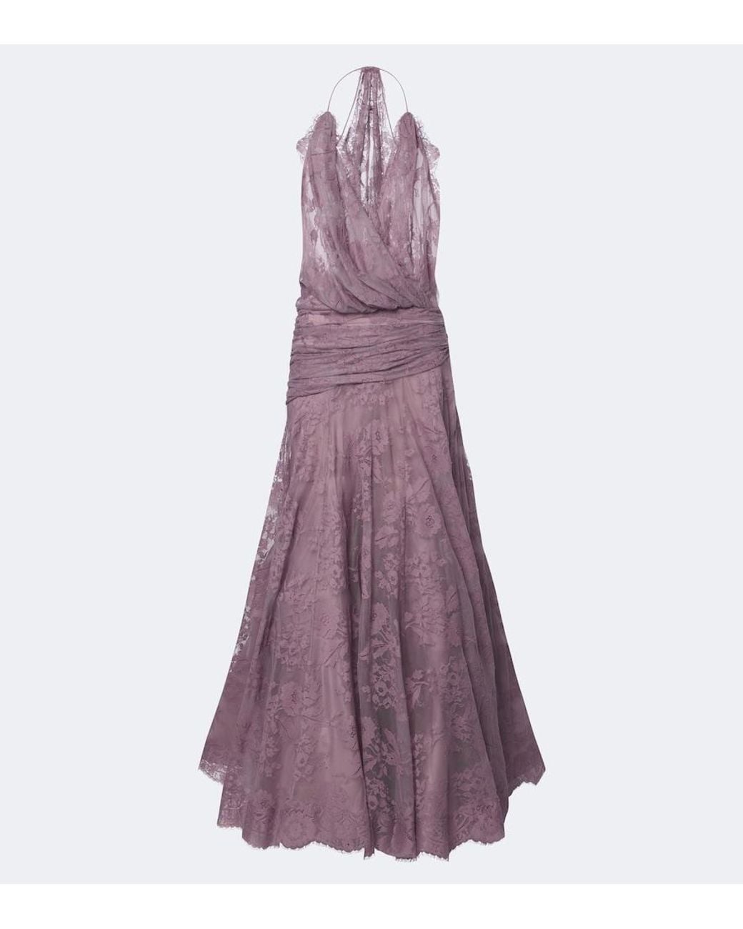 Zimmermann Purple Clash Draped Lace Gown