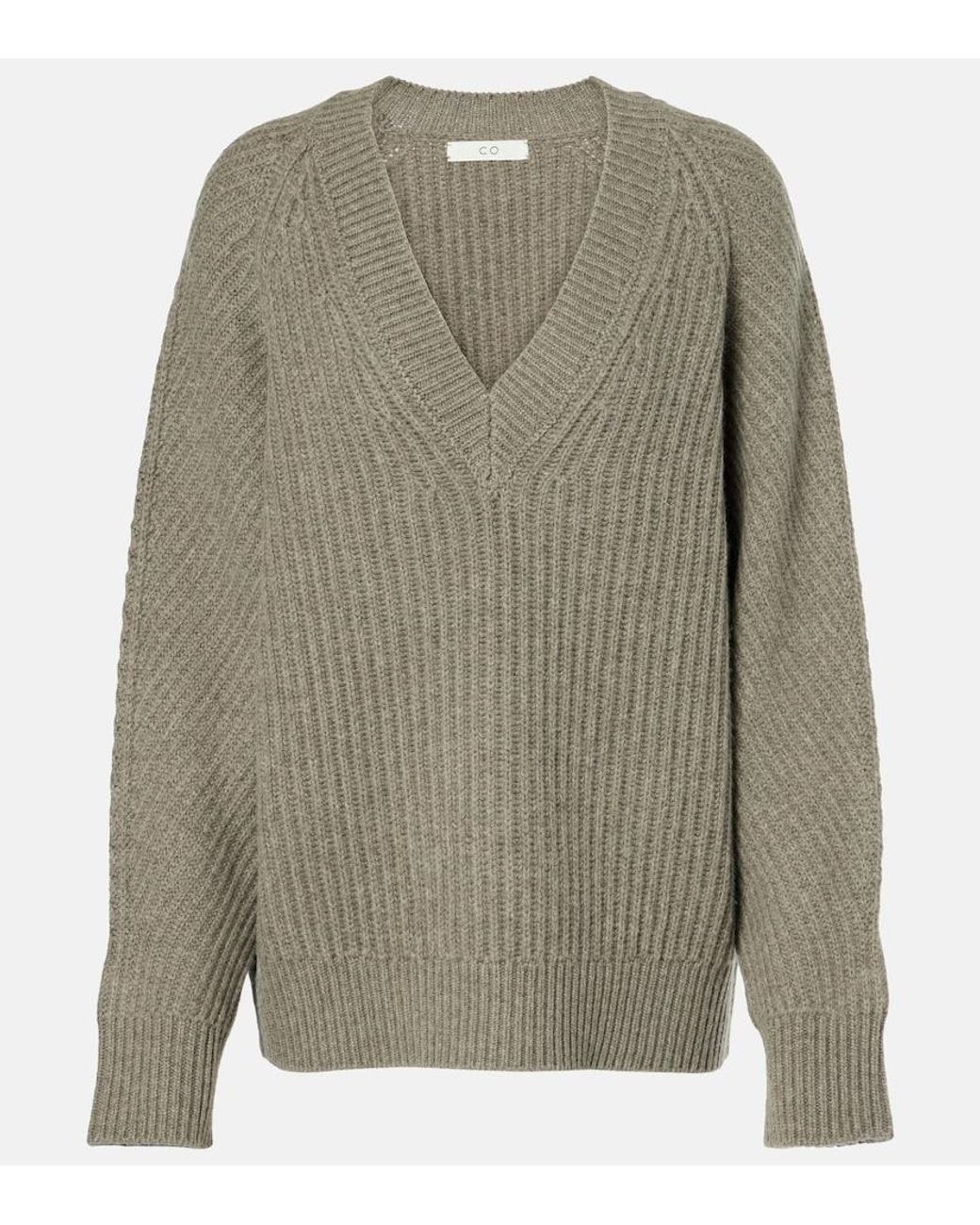 Co. Gray Ribbed-Knit Wool And Cashmere Sweater