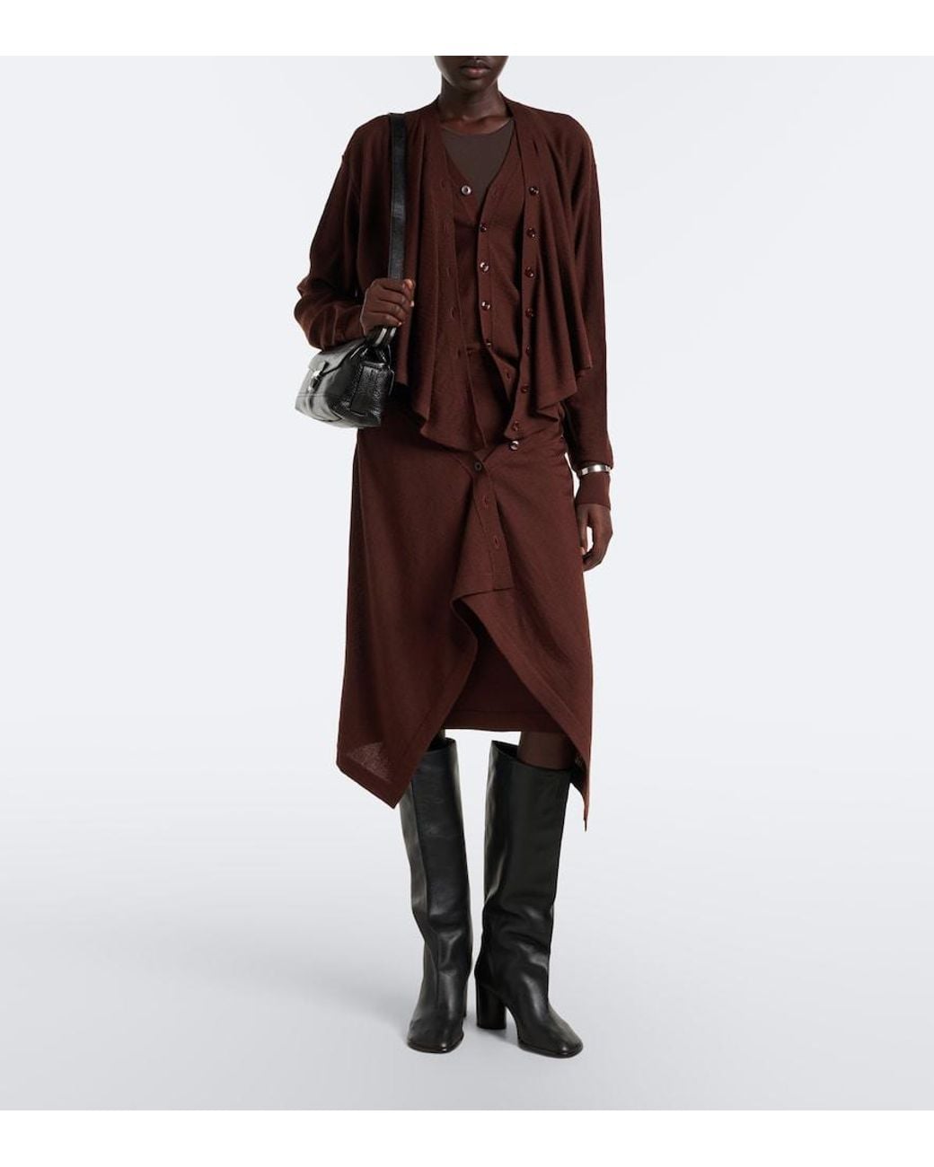 Lemaire Black Crease Leather Knee-High Boots