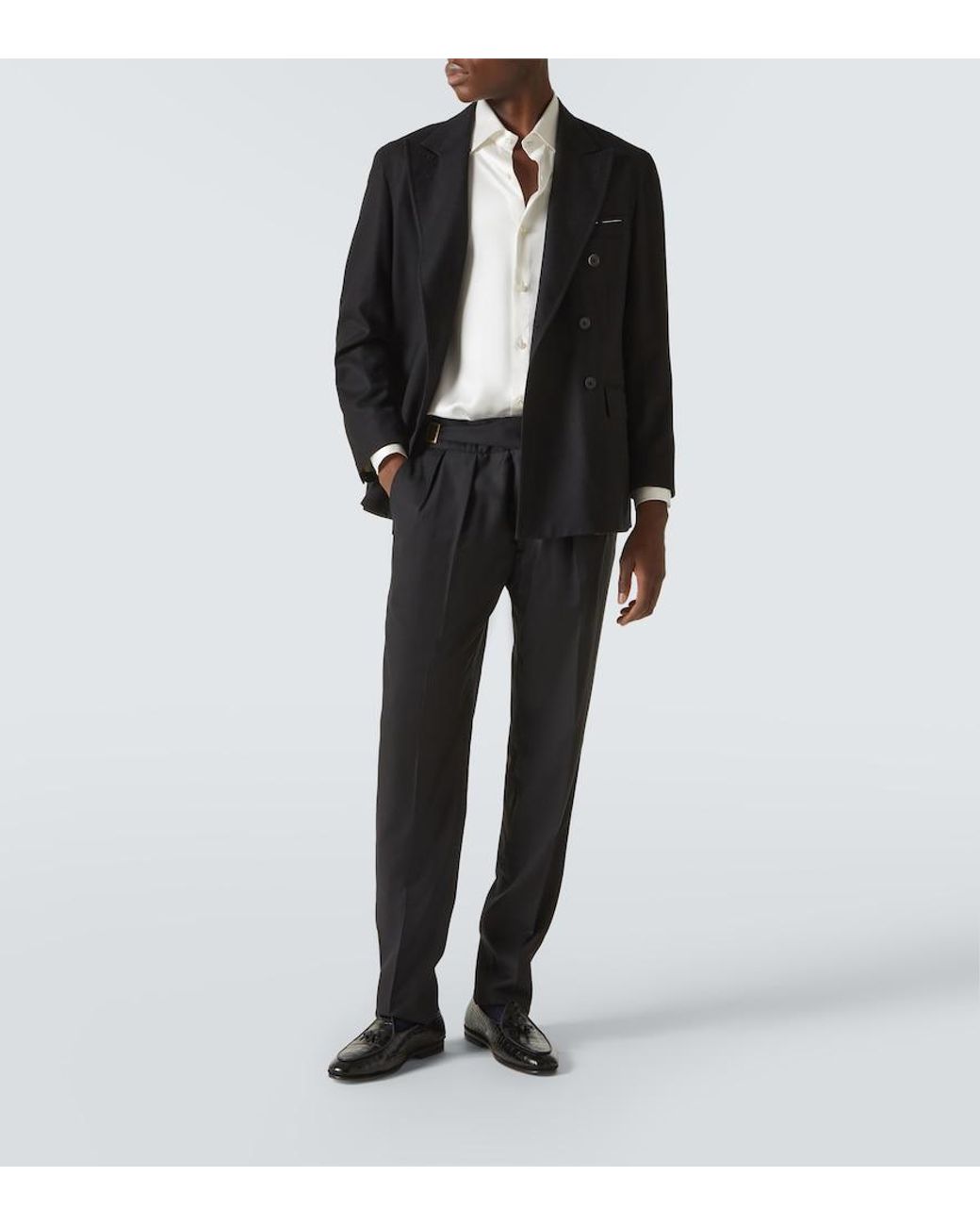 Rubinacci White Silk Tuxedo Dress Shirt for men