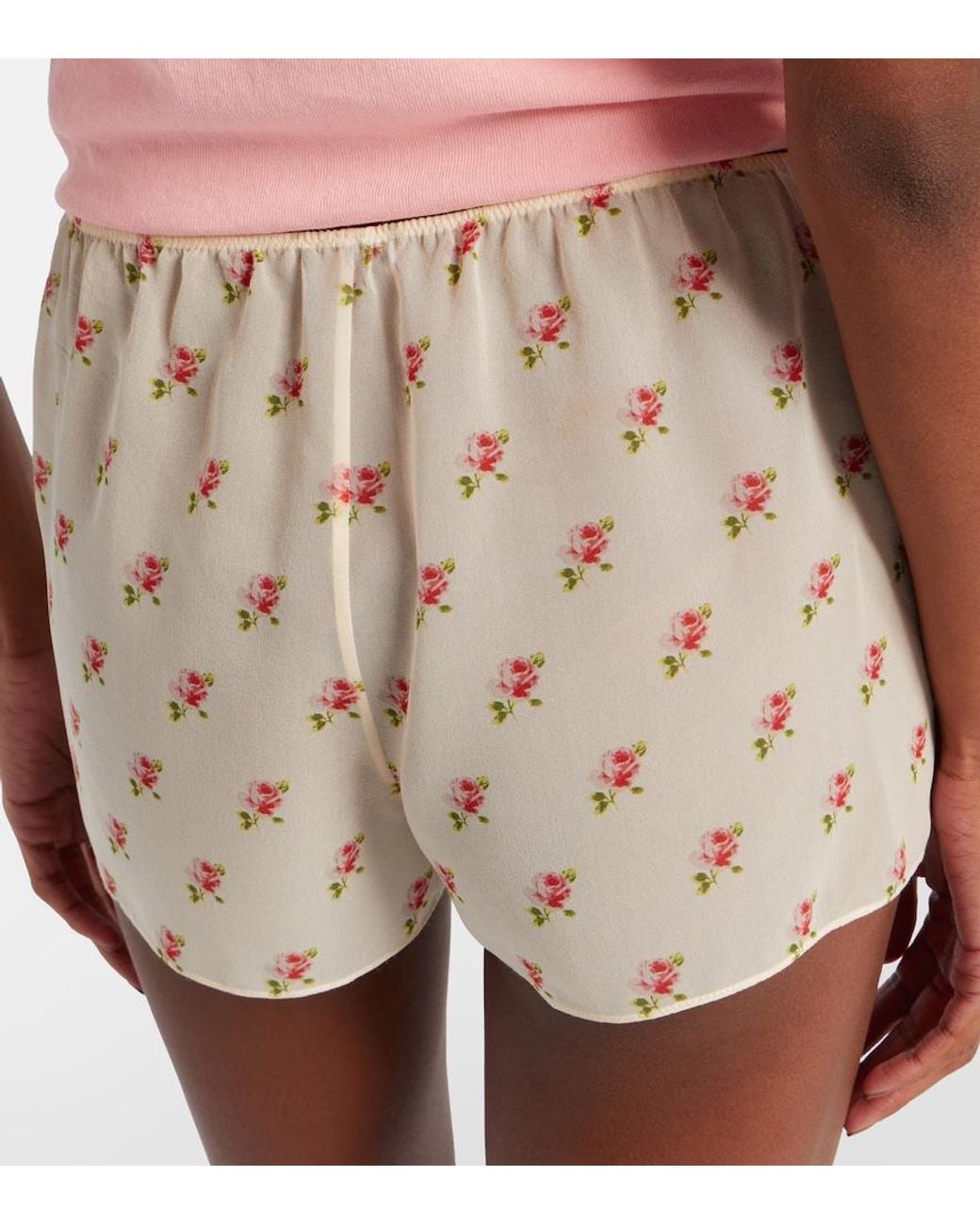 Khaite Natural Tilly Floral Silk Organza Shorts
