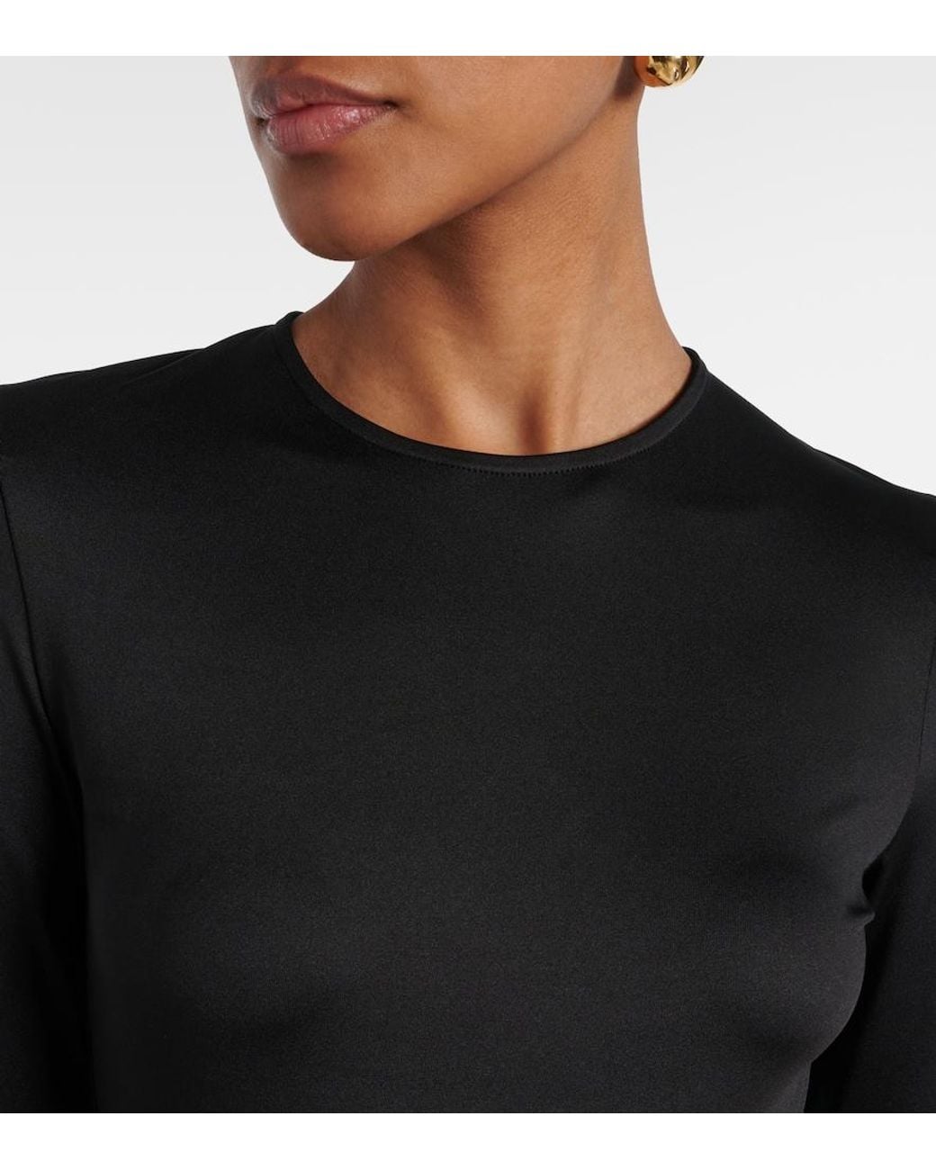 Victoria Beckham Black Gathered Jersey Gown