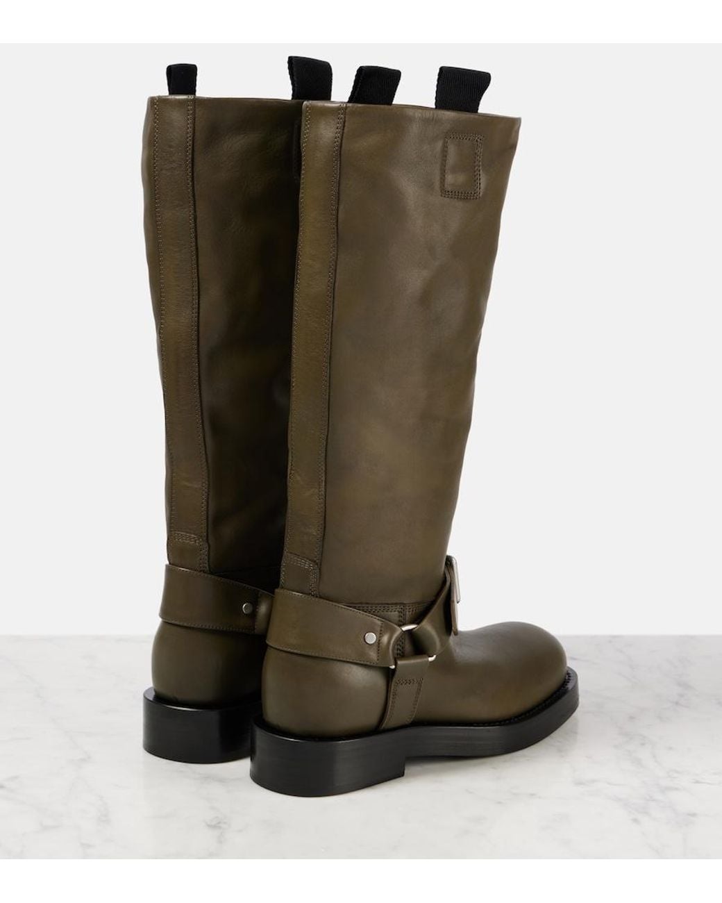 Burberry Green Leather Knee-High Boots