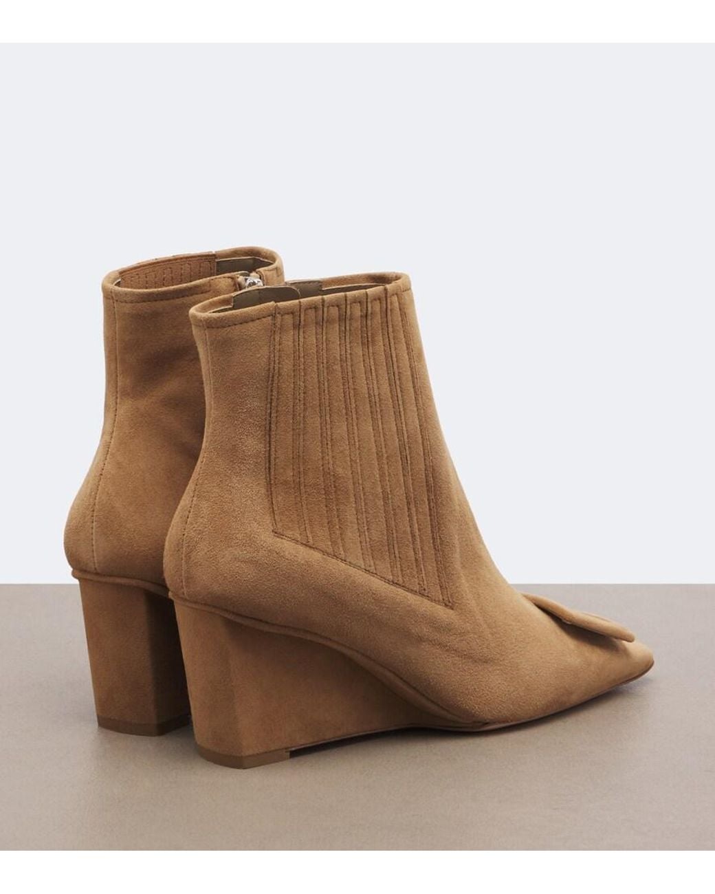 Roger Vivier Brown Belle Vivier Suede Wedge Ankle Boots