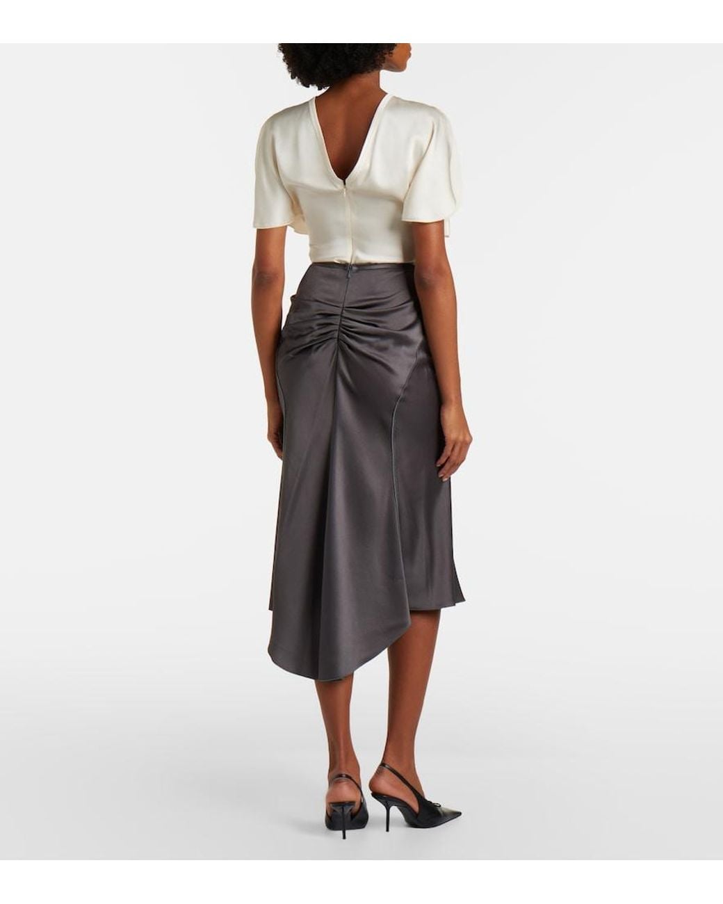 Victoria Beckham Gray Bela Midi Skirt