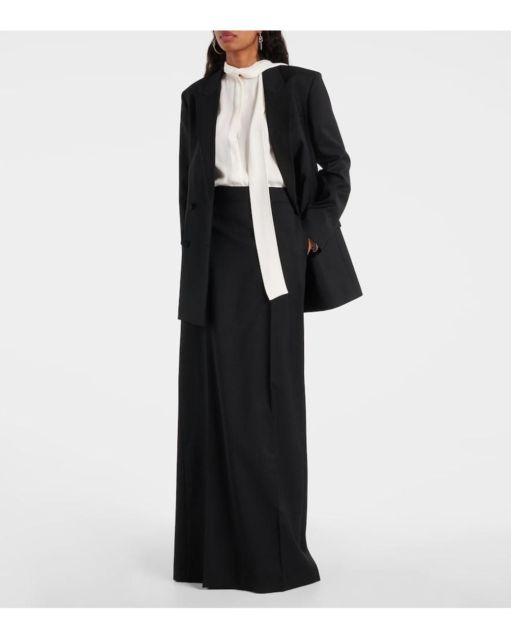 Valentino Black Wool-Blend Maxi Skirt
