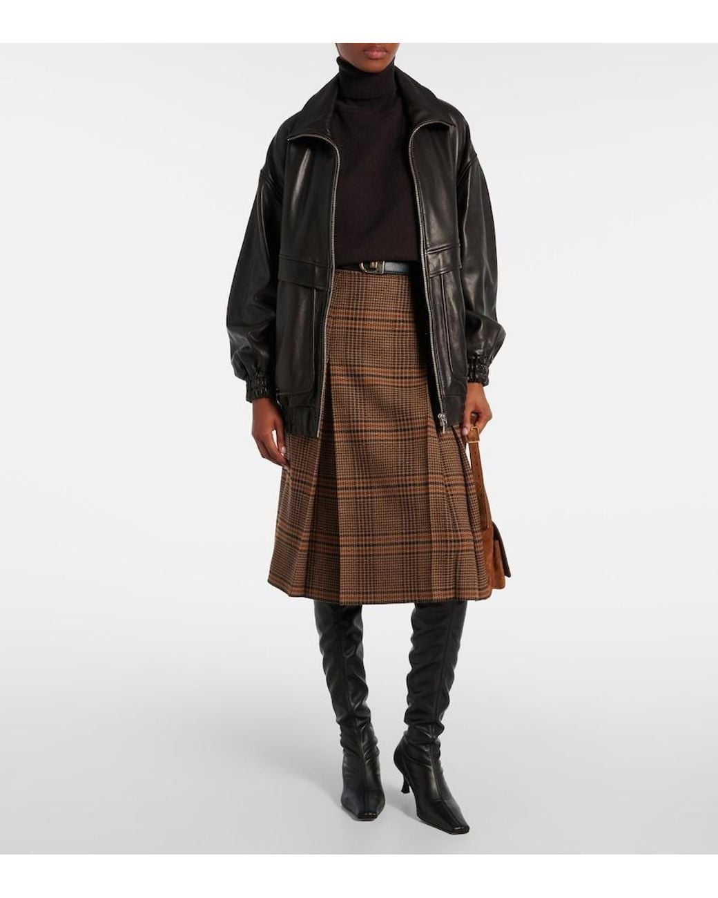 Nour Hammour Black Beck Leather Bomber Jacket
