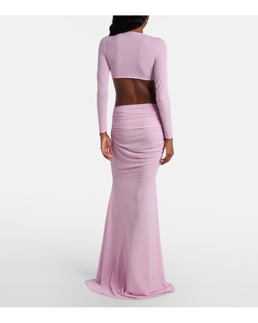 Alex Perry Pink Gathered Crepe Jersey Gown