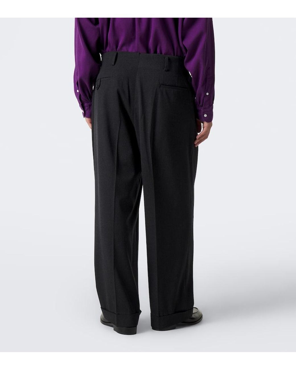 A.PRESSE Black Wool Straight Pants for men