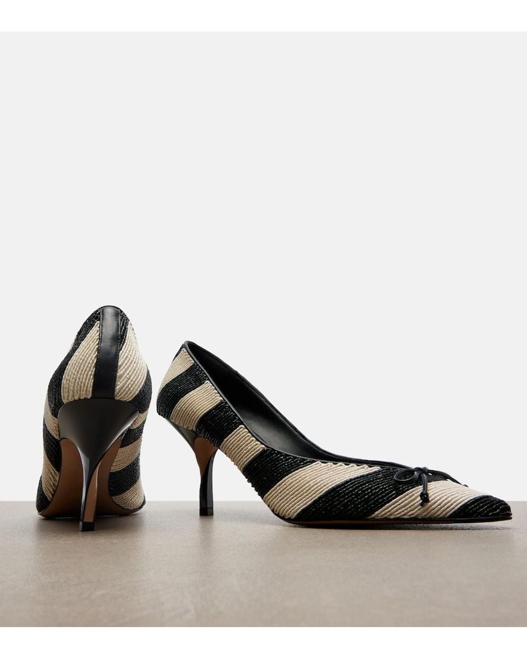Jacquemus Black Tourni Striped Raffia-Effect Pumps