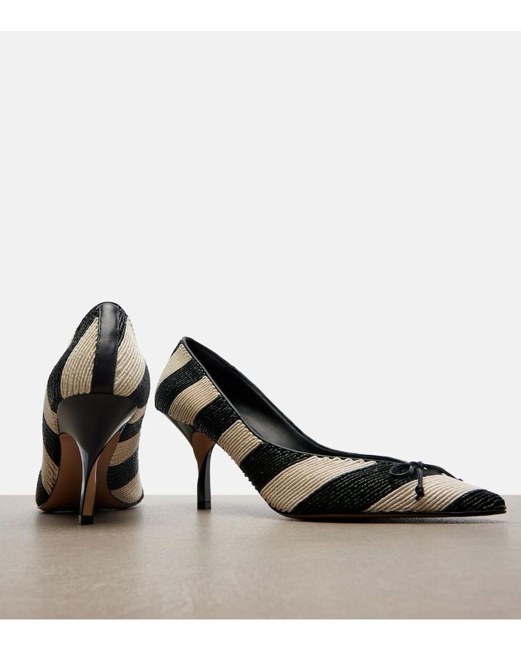 Jacquemus Black Tourni Striped Raffia-Effect Pumps